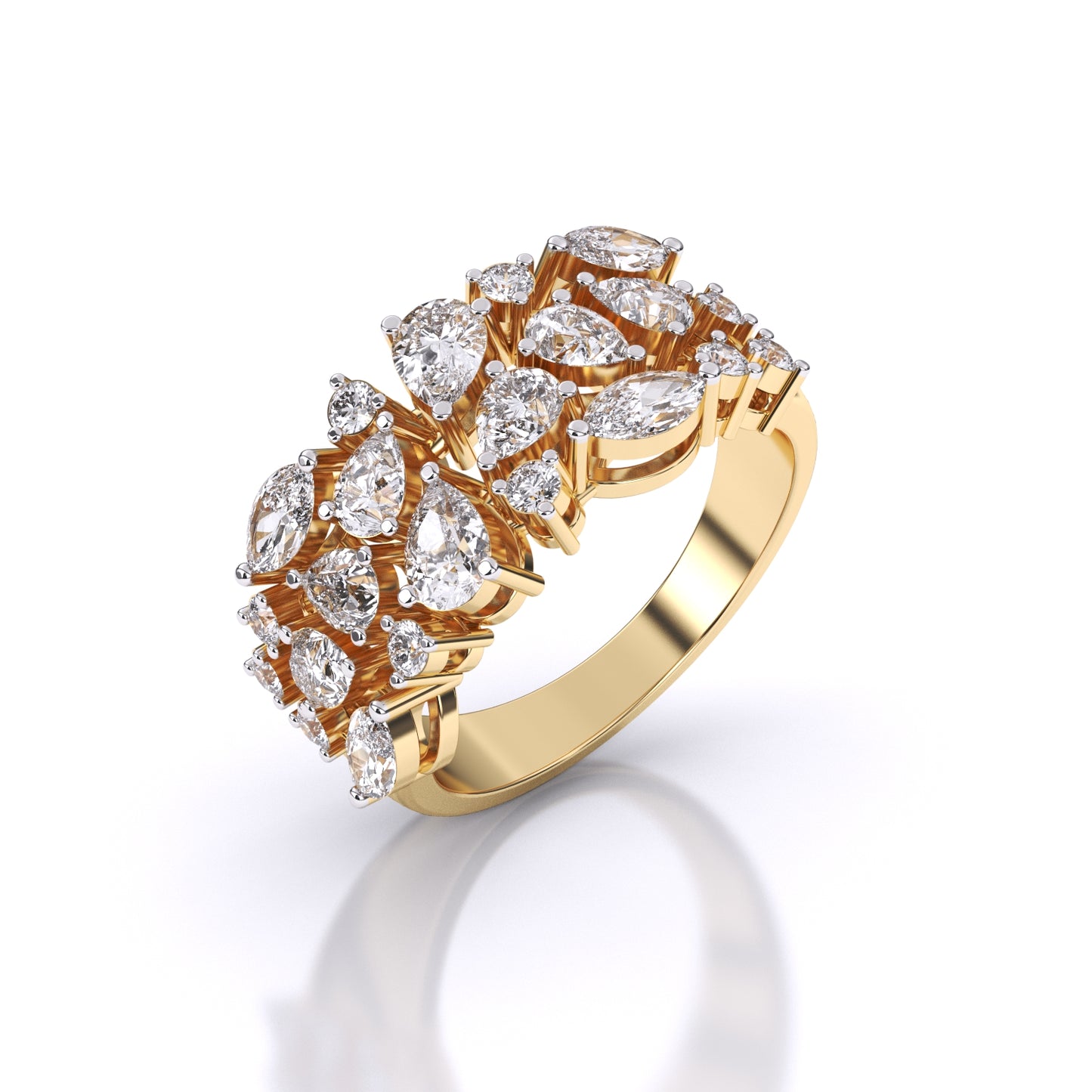 Multi Shape Diamond Cascade Ring