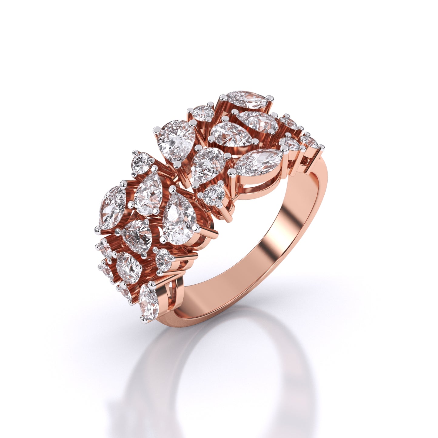 Multi Shape Diamond Cascade Ring