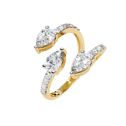 Three Diamond Crossover Ring