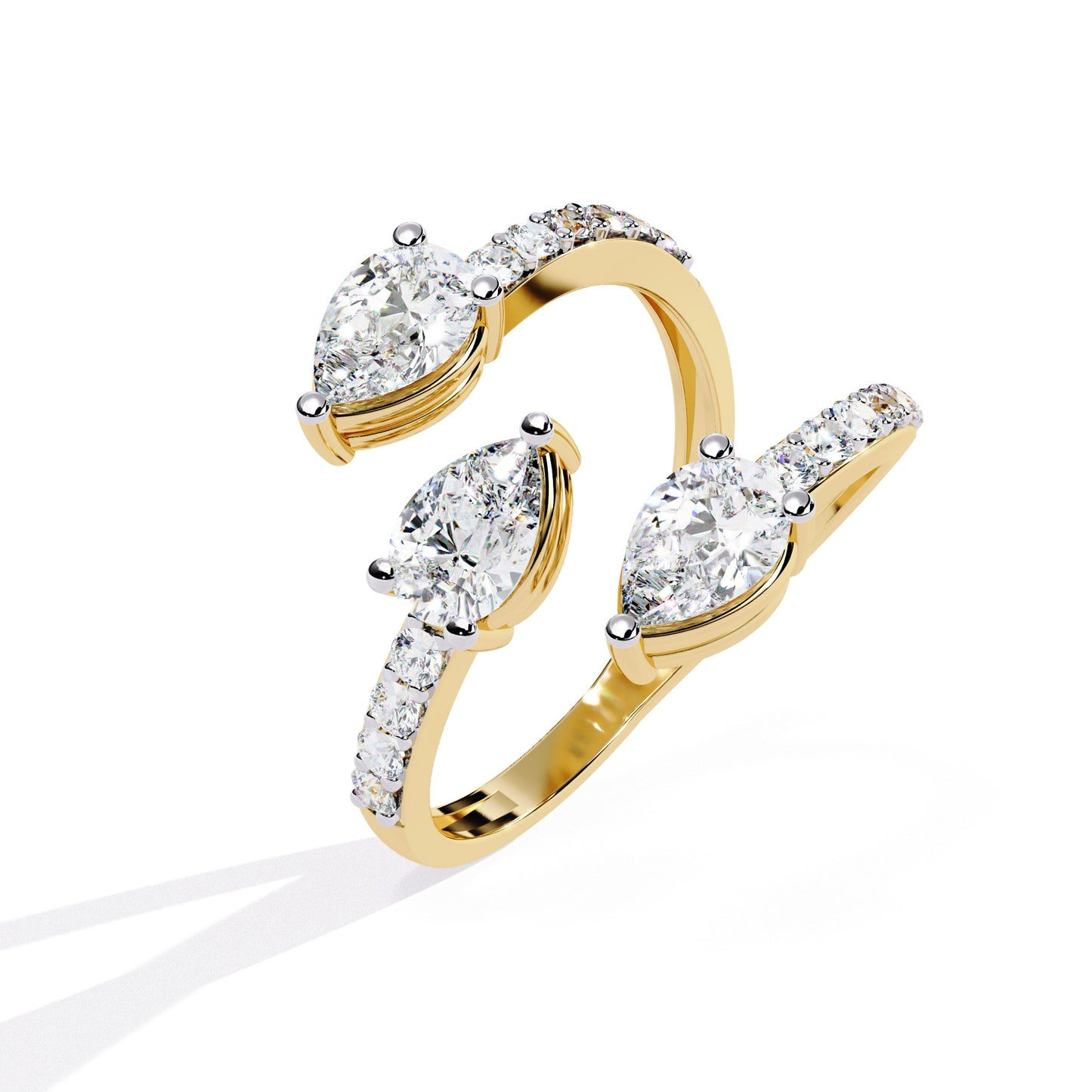 Three Diamond Crossover Ring