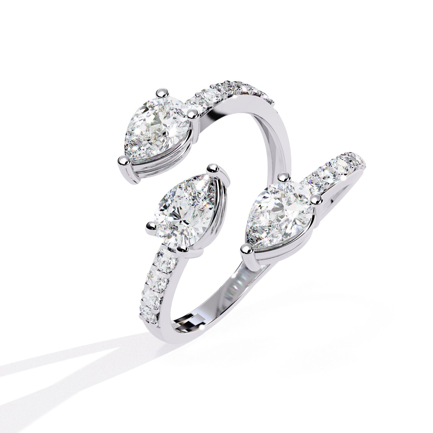 Three Diamond Crossover Ring