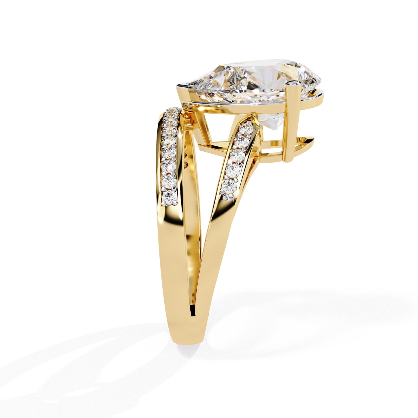 Stunning Pear Diamond Ring with Pave Band