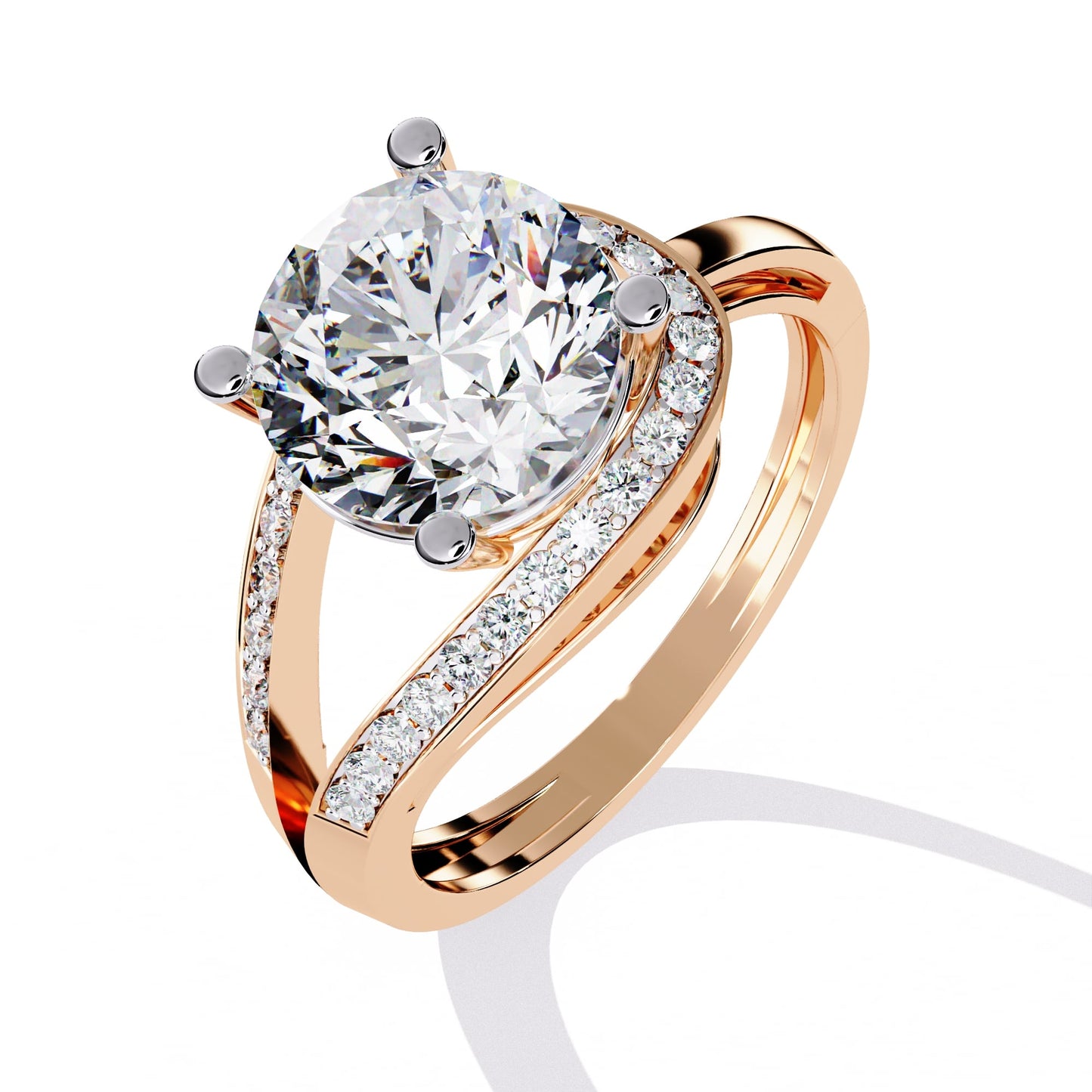 Sparkling White Diamond Solitaire Engagement Ring