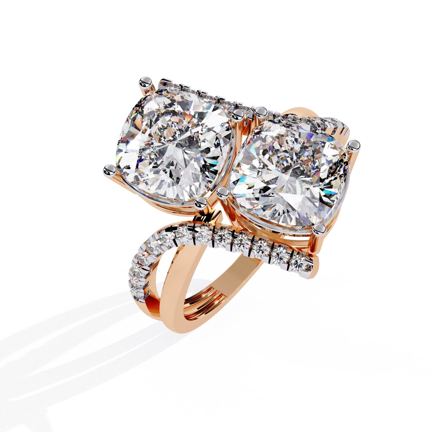 Premium Twin Diamond Cushion Ring