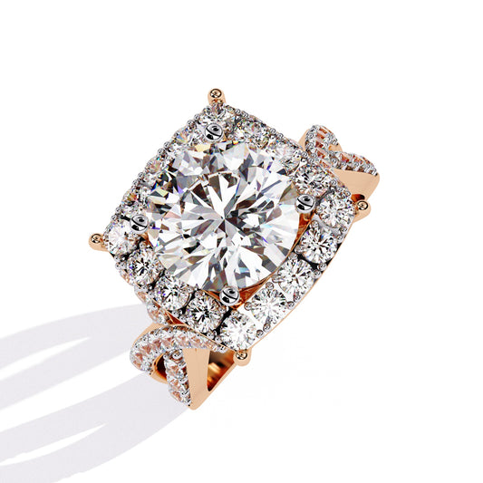 Milgrain Diamond Halo Engagement Ring