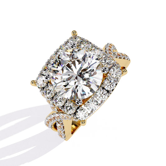 Milgrain Diamond Halo Engagement Ring