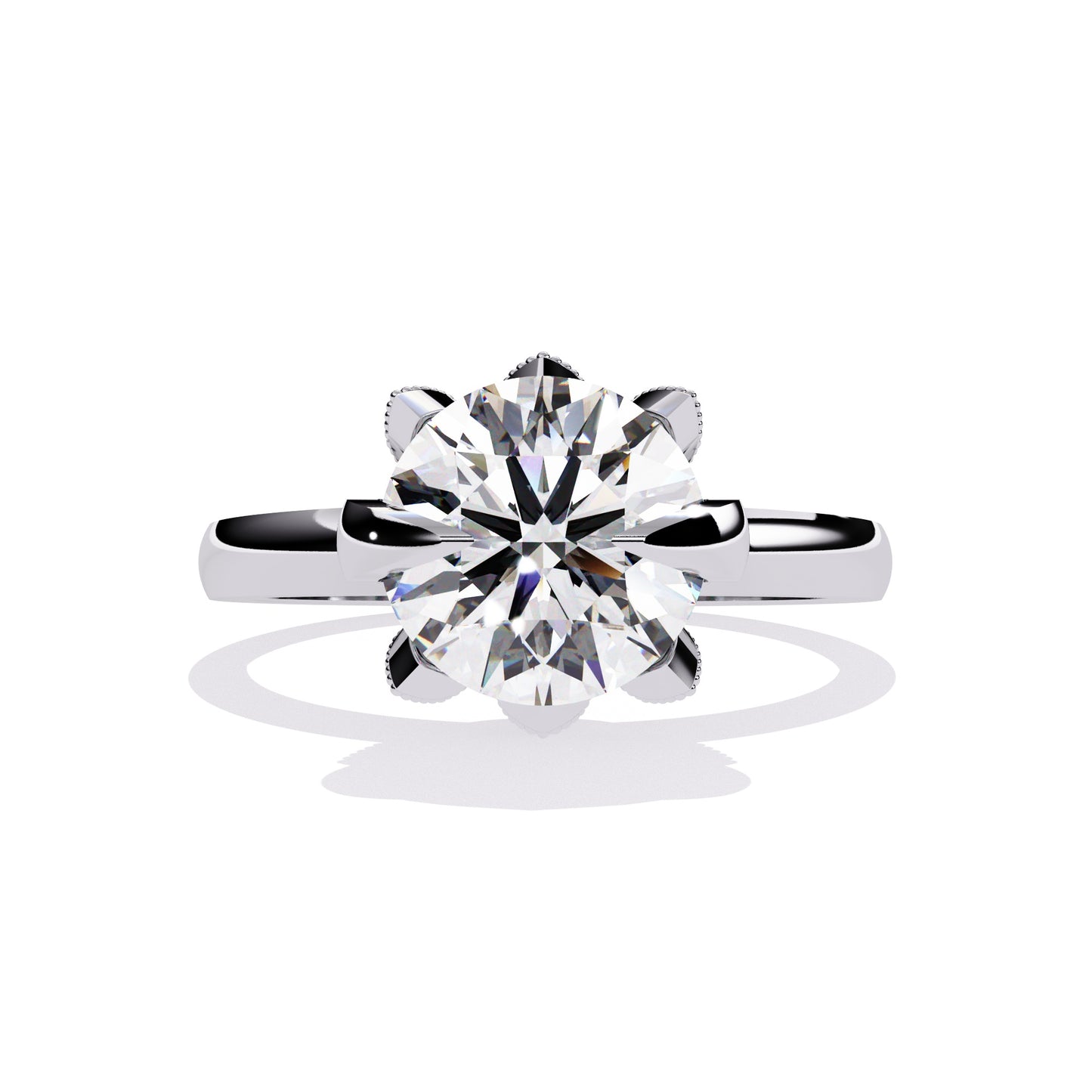 Wide Band Solitaire Diamond Ring