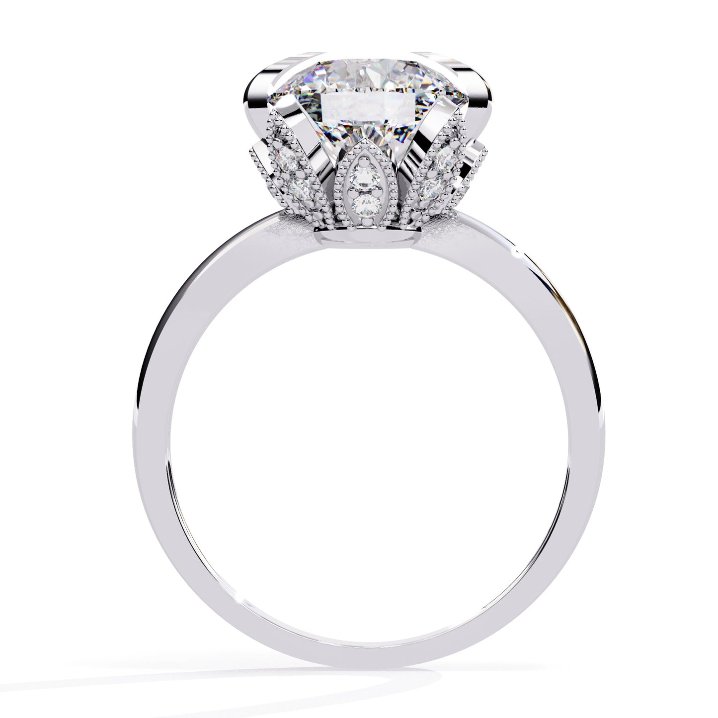 Wide Band Solitaire Diamond Ring