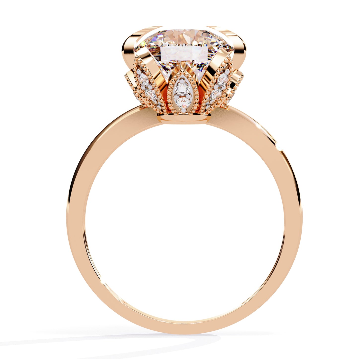 Wide Band Solitaire Diamond Ring