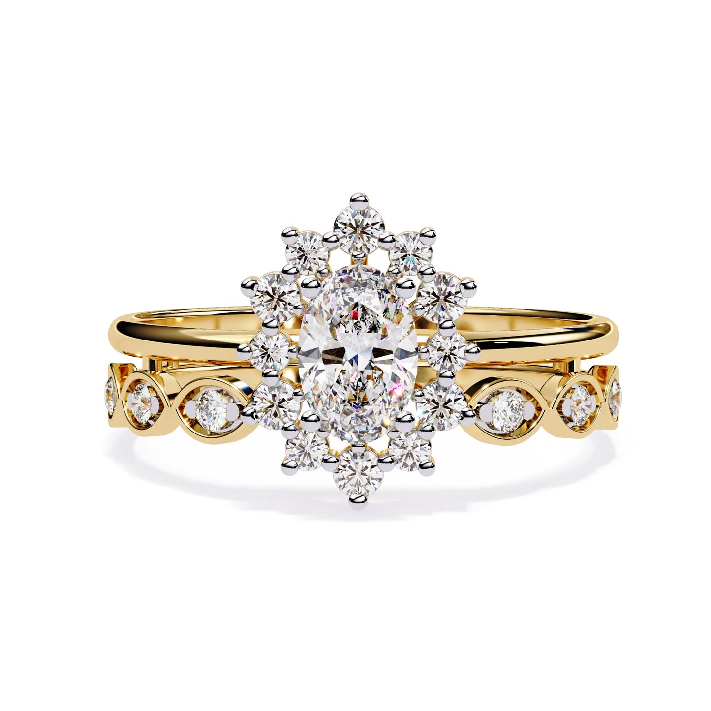 Antique Inspired Diamond Halo Bridal Ring