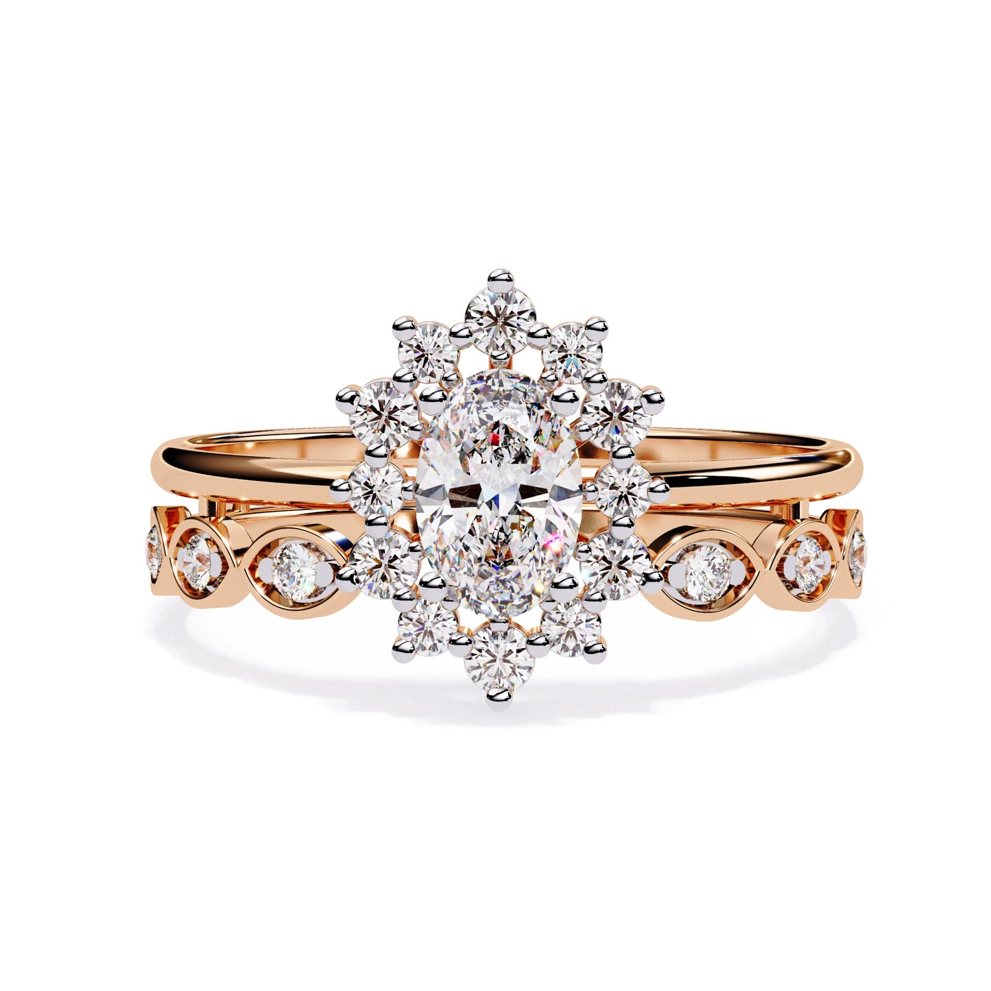 Antique Inspired Diamond Halo Bridal Ring