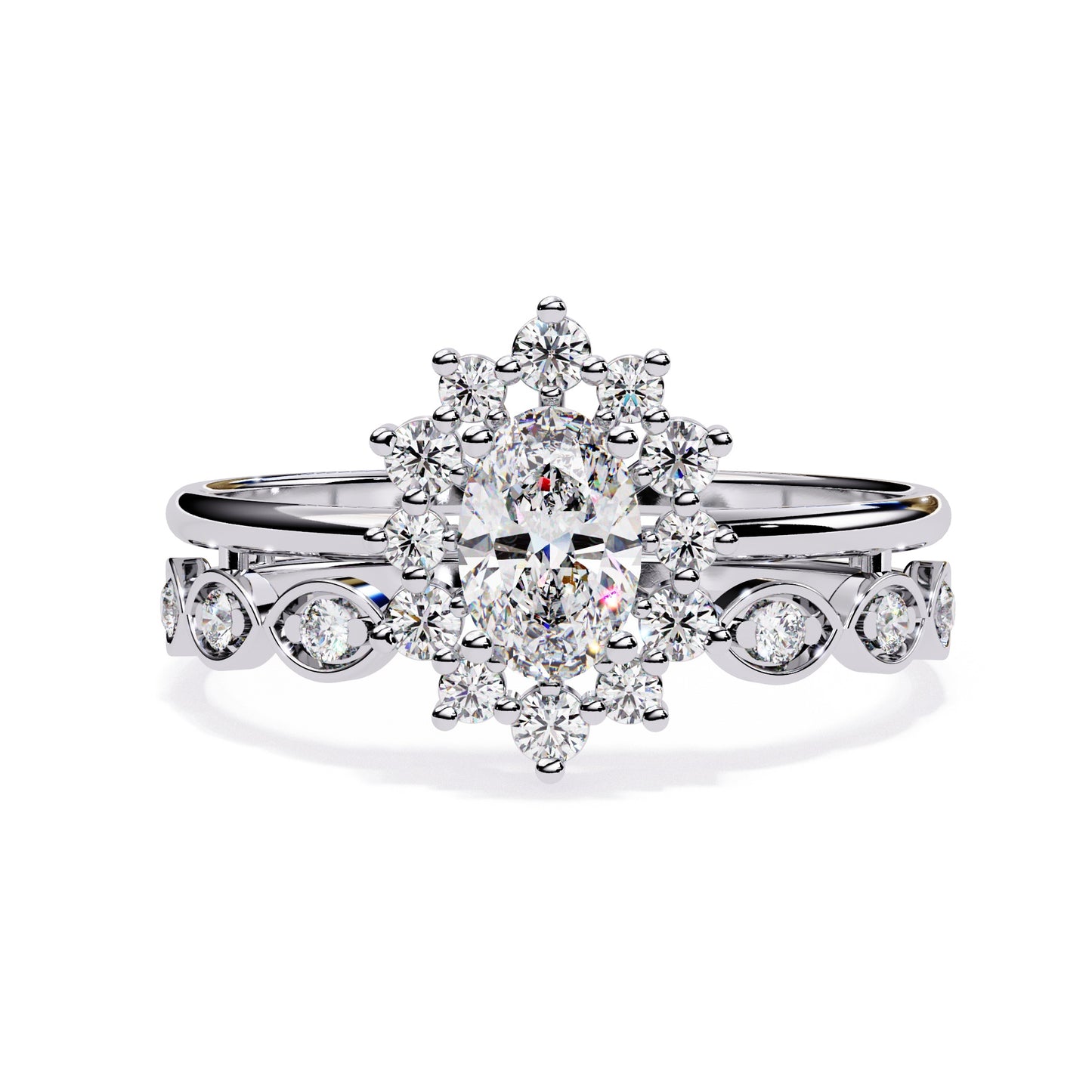 Antique Inspired Diamond Halo Bridal Ring