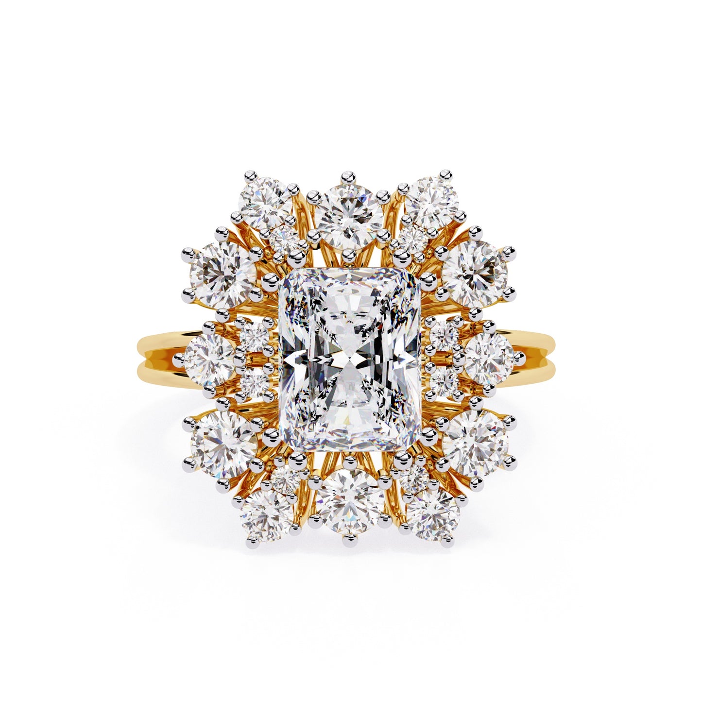 Radiant Cut Diamond Cluster Ring