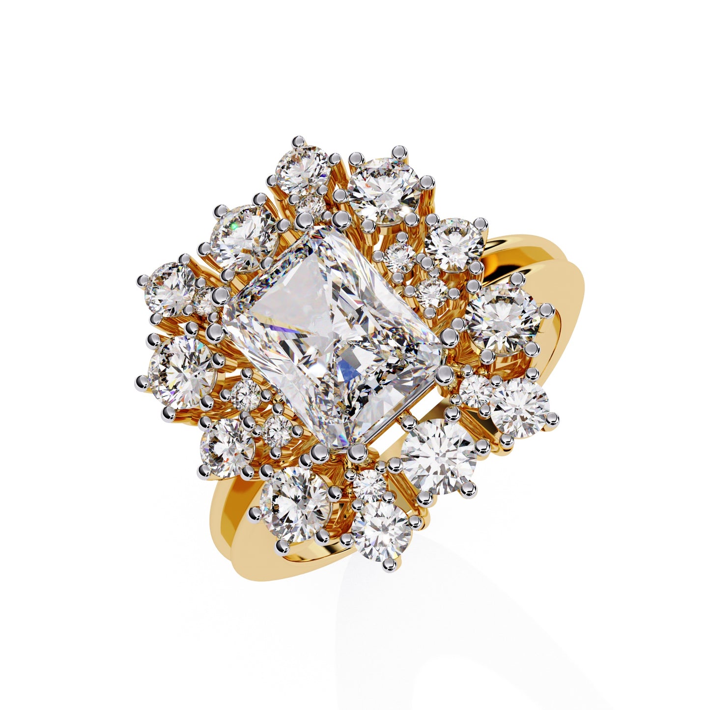 Radiant Cut Diamond Cluster Ring