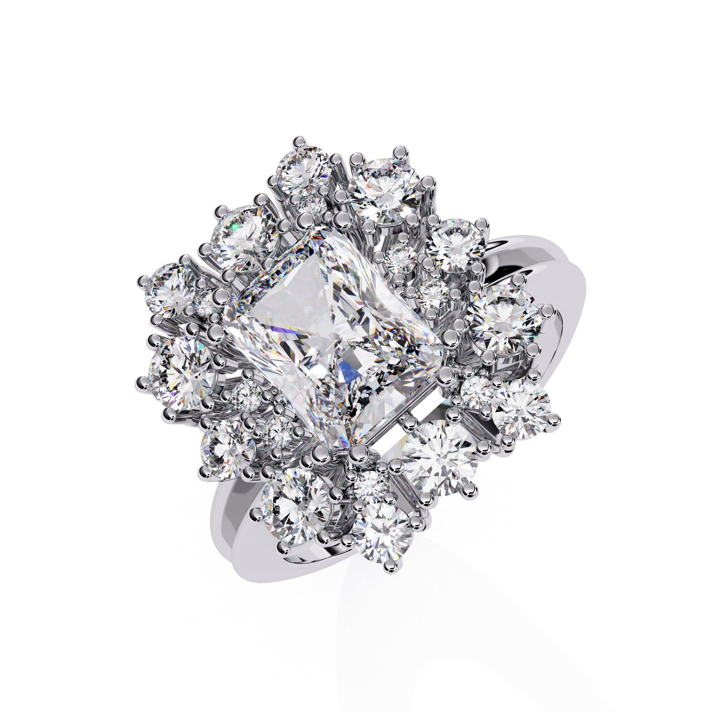 Radiant Cut Diamond Cluster Ring