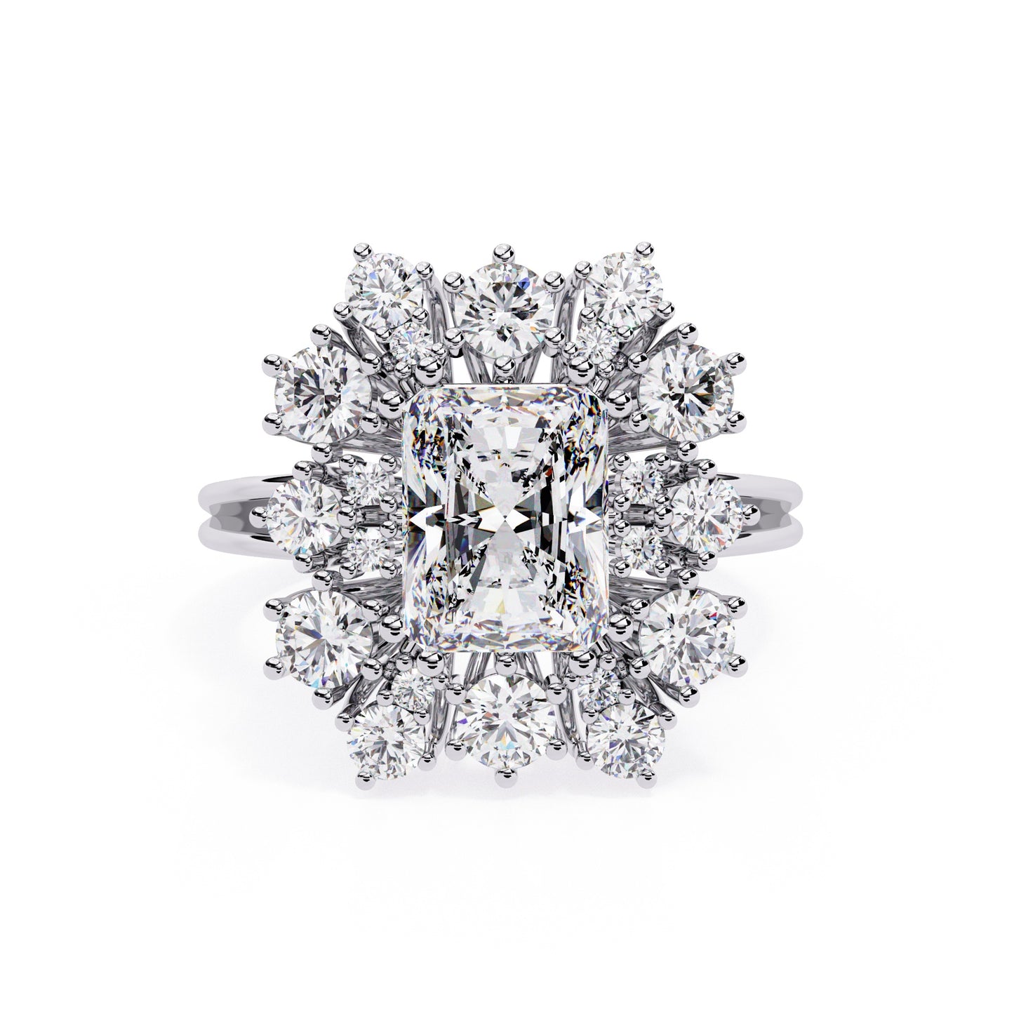 Radiant Cut Diamond Cluster Ring