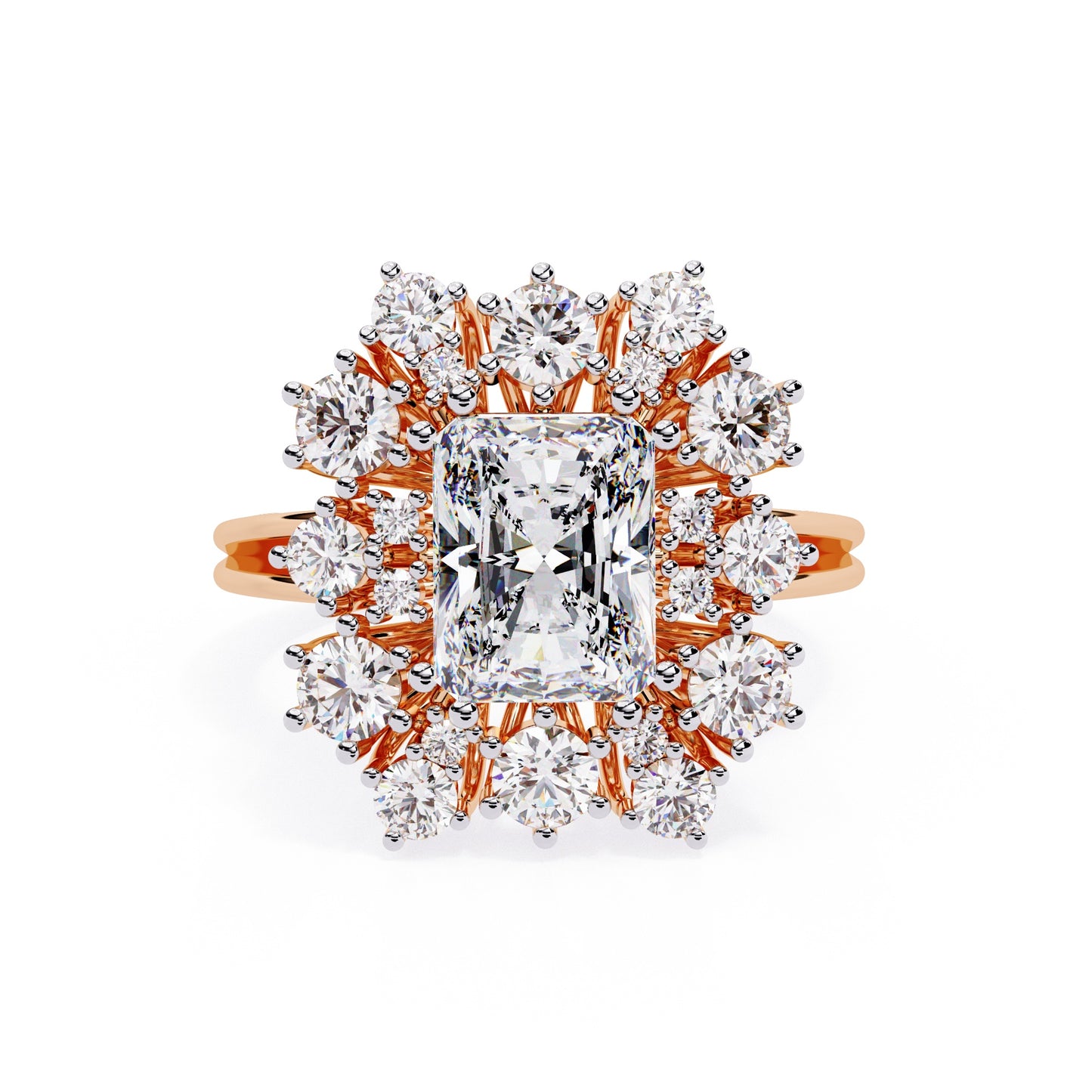 Radiant Cut Diamond Cluster Ring