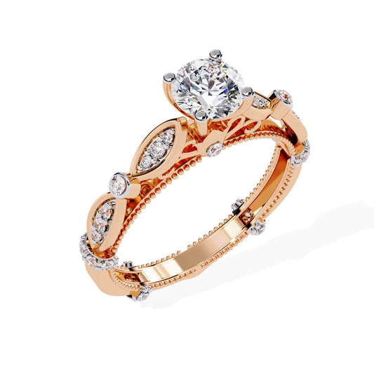 Ornate Diamond Solitaire Ring