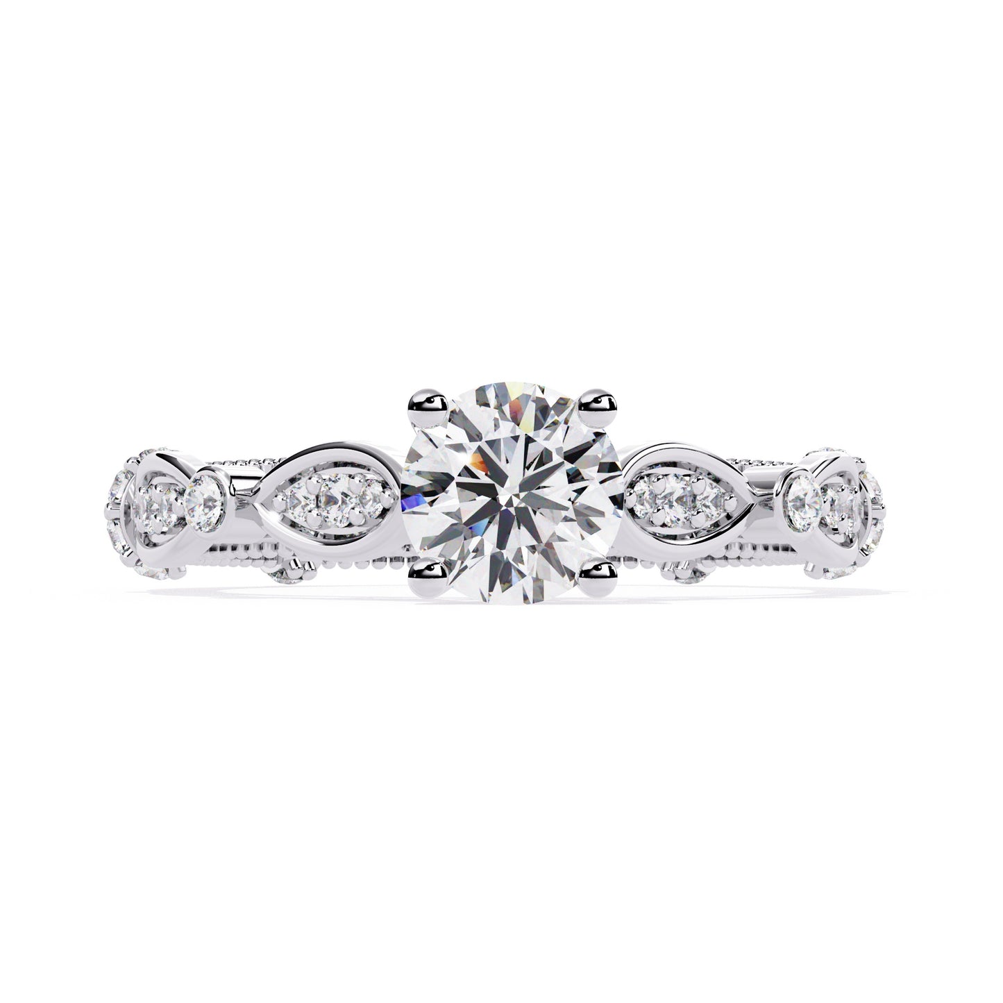 Ornate Diamond Solitaire Ring