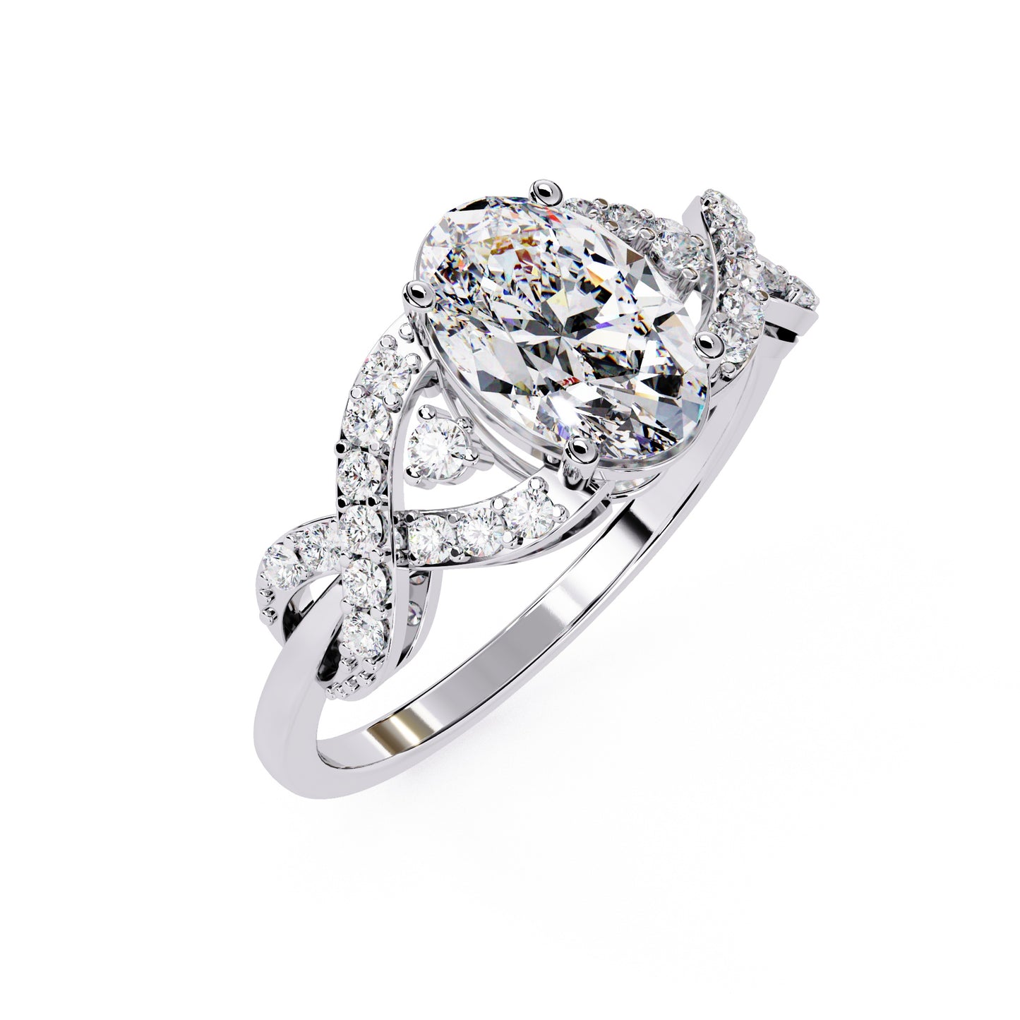 Diamond Crossover Engagement Ring