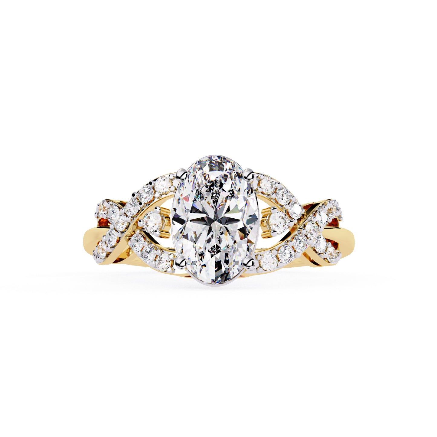 Diamond Crossover Engagement Ring