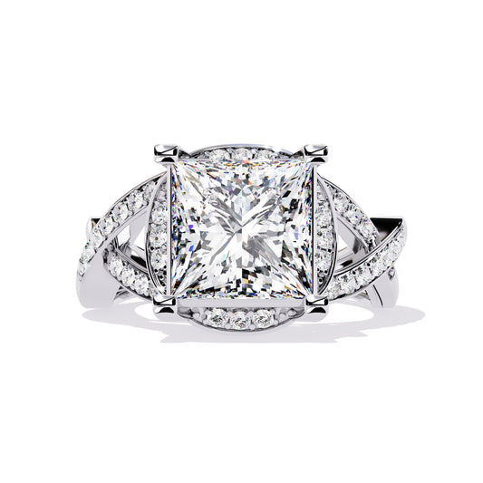 Modern Split Shank Diamond Engagement Ring