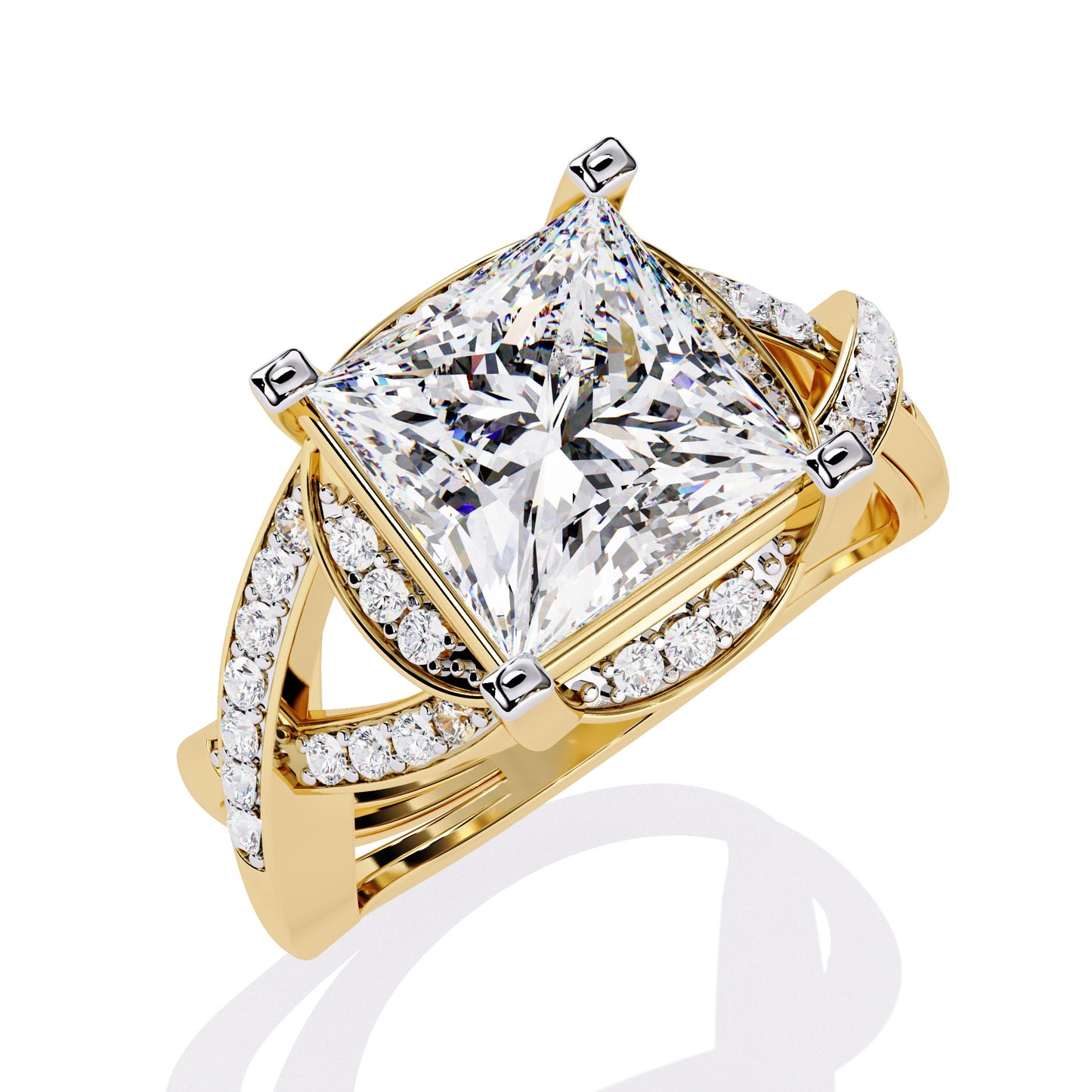 Modern Split Shank Diamond Engagement Ring