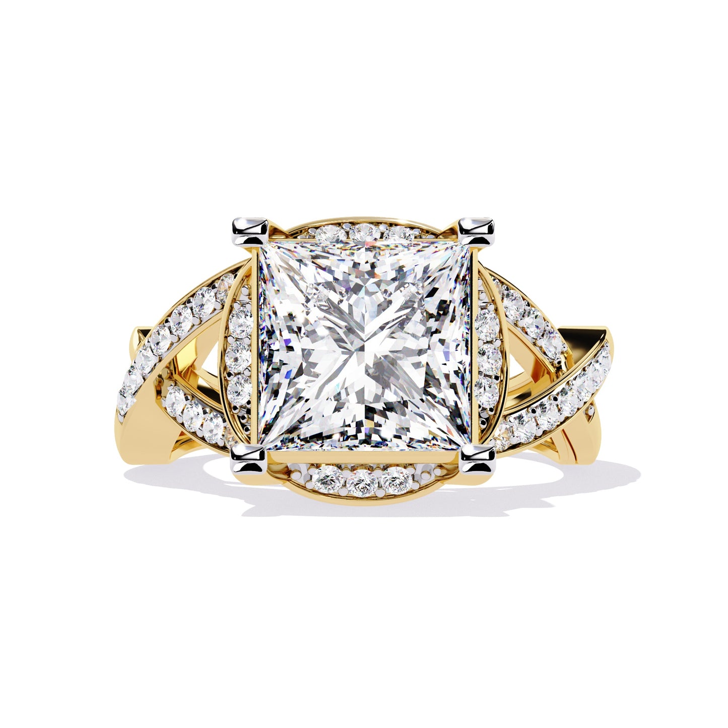 Modern Split Shank Diamond Engagement Ring