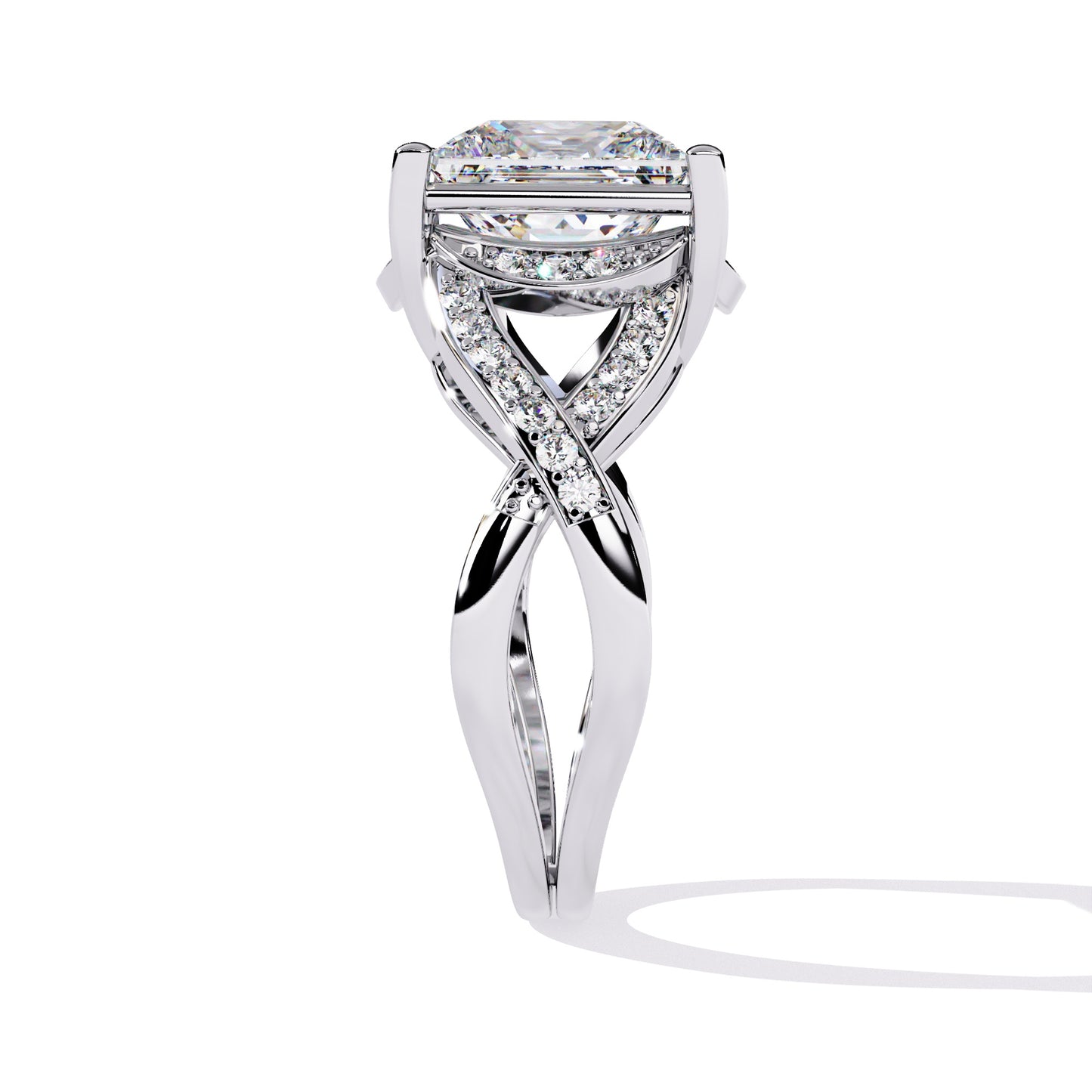 Modern Split Shank Diamond Engagement Ring