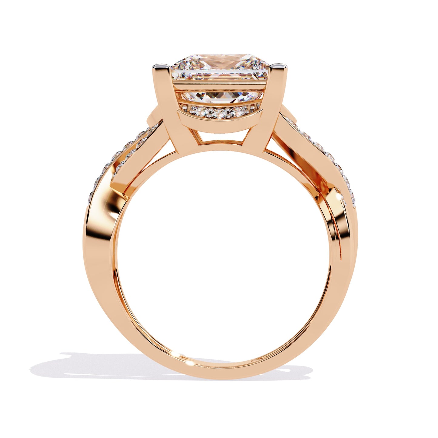 Modern Split Shank Diamond Engagement Ring