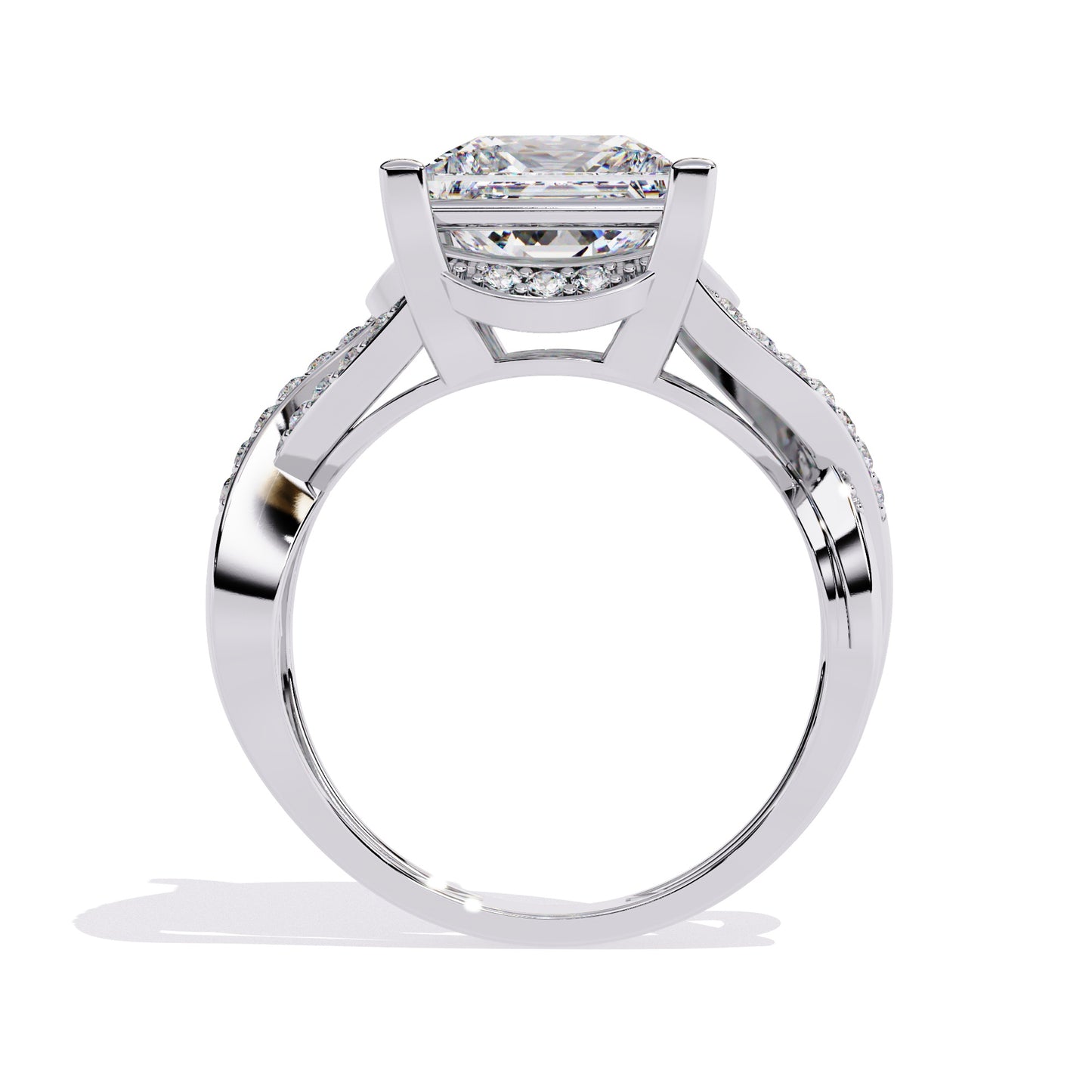 Modern Split Shank Diamond Engagement Ring