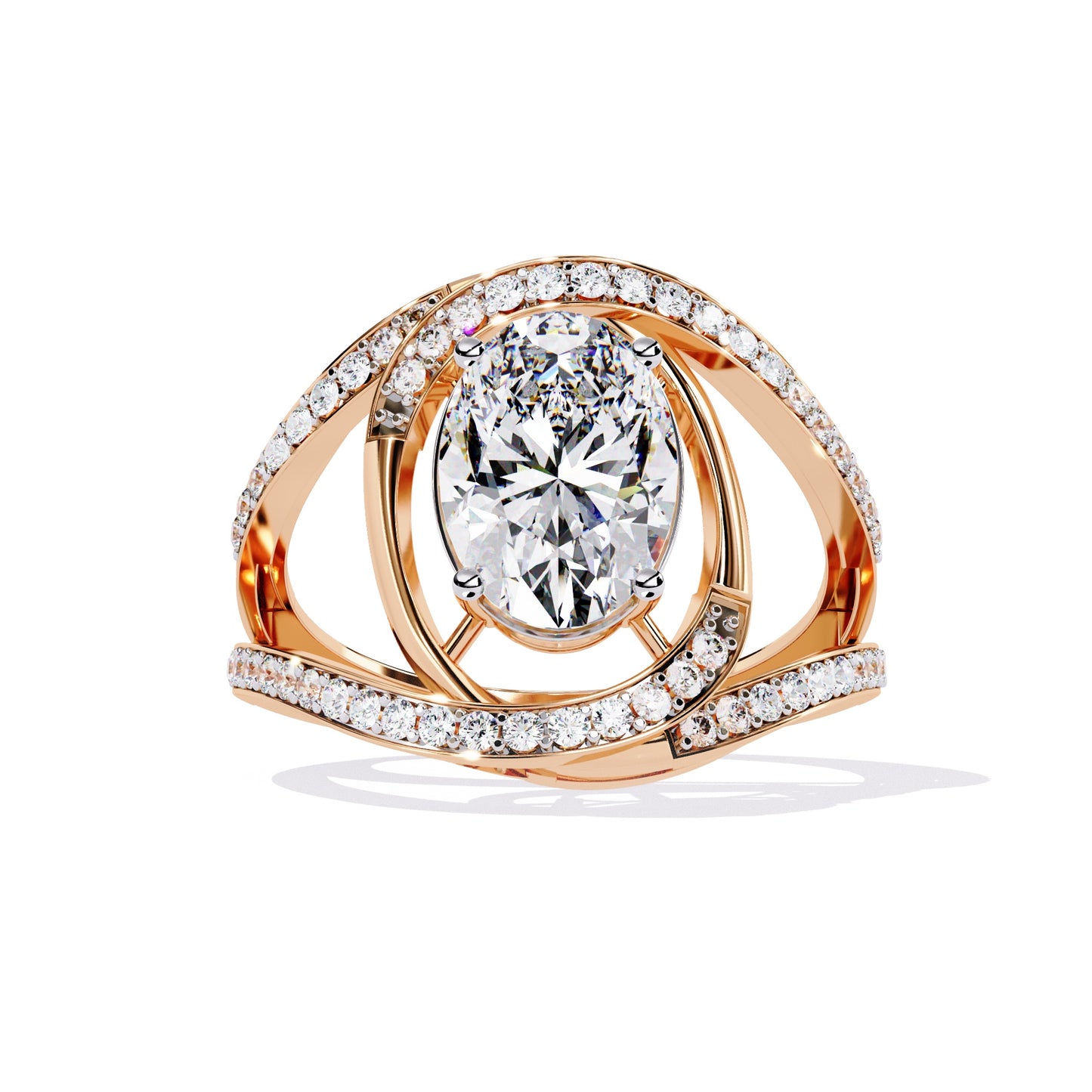 Split Shank Oval Diamond Ring