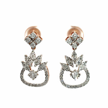 Rose Gold Diamond Leaf Drop Earrings Best lab grown diamond jewellery brand