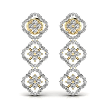 Buy Three Steps Diamond Dangler Earring from Ivana Jewels Best lab grown diamond jewellery brand