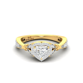 0.56 Ct Round & Heart Diamond Halo Ring - Best Lab Grown Diamond.