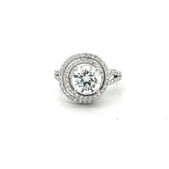 2 Carat Round Brilliant Diamond Double Halo Ring