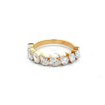Pear Cut Diamond Half Eternity Ring in Yellow Gold