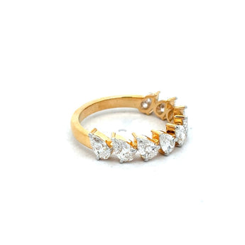 Pear Cut Diamond Half Eternity Ring in Yellow Gold