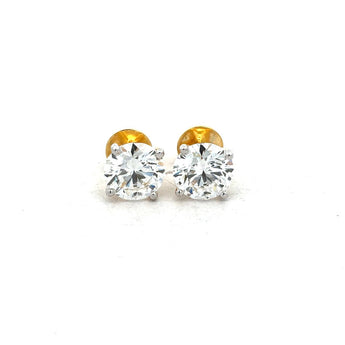 2 Carat Each Round Diamond Stud Earrings
