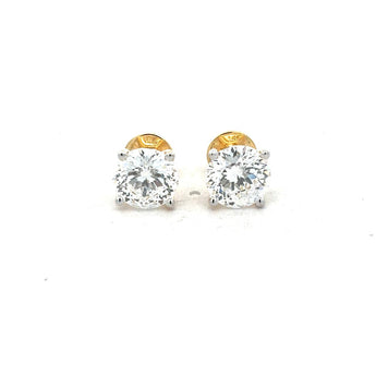 2 Carat Each Round Diamond Stud Earrings