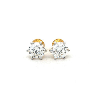 2 Carat Each Round Diamond Stud Earrings