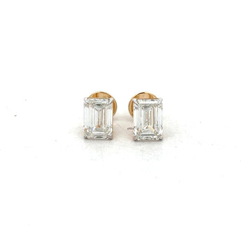 2 Carat Emerald Cut Solitaire Diamond Studs