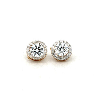 1 Carat Each Round Cut Diamond Halo Earrings