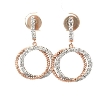 Elegant Dual-Tone Interlocking Circle Drop Earrings