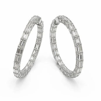 Luxury Baguette Cut Diamond Eternity Hoop Earrings