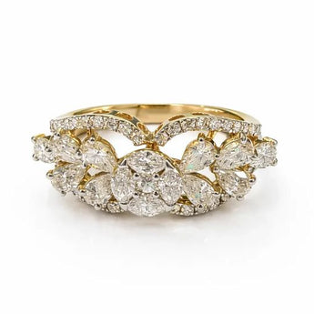 Magnificent 1.75ct Diamond Tiara Ring with Radiant Marquise Petals