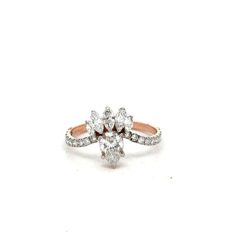 1.31 Carat Pear and Marquise Diamond Tiara Ring in 14KT Rose Gold