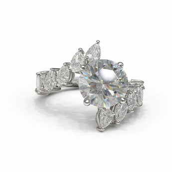 4.010 Carat Round Brilliant Diamond Engagement Ring with Marquise Cluster ring
