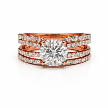 3.01 Carat Round Brilliant Diamond Halo Ring in 14K Rose Gold