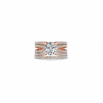 3.01 Carat Round Brilliant Diamond Halo Ring in 14K Rose Gold